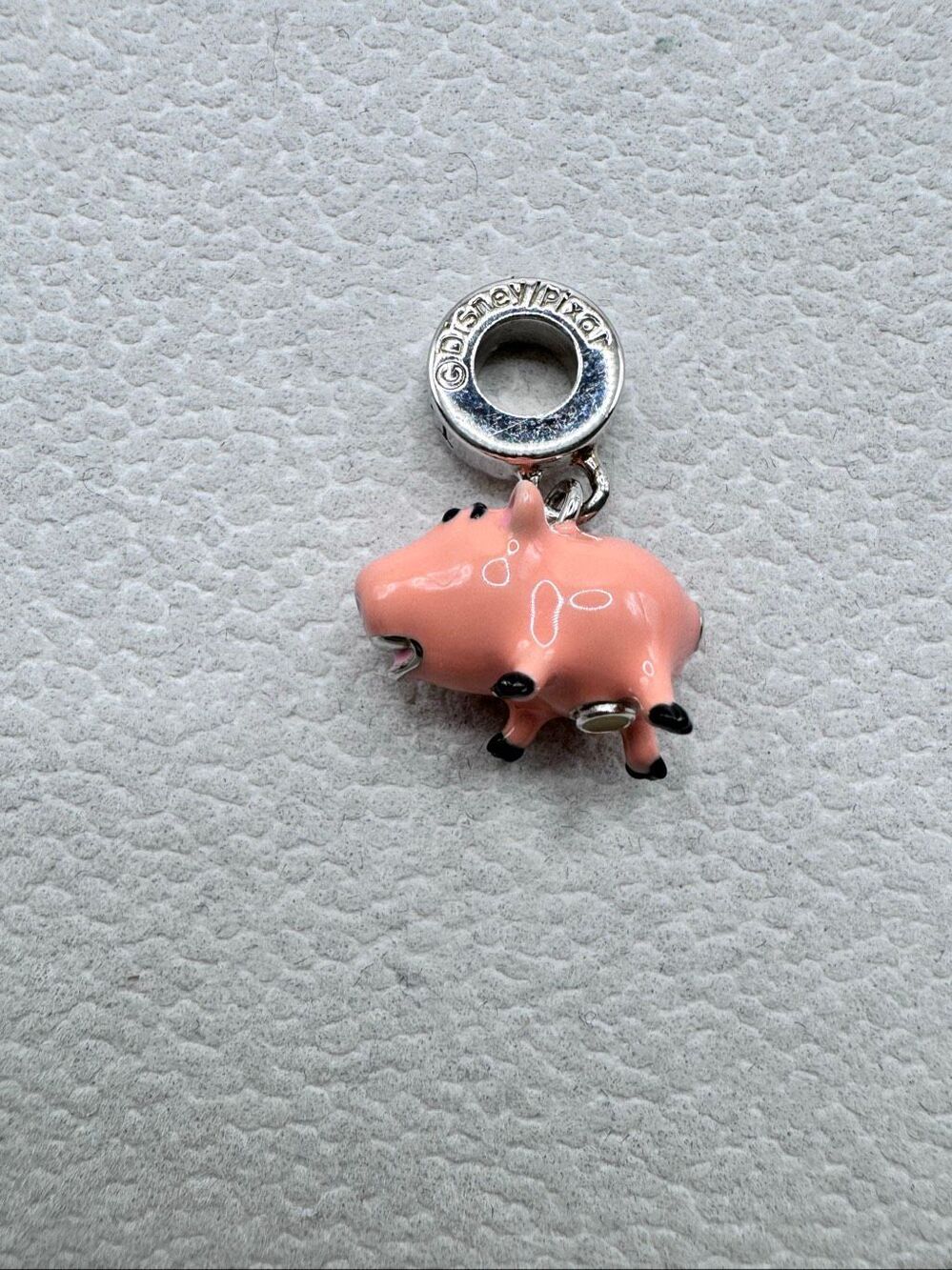 Disney Pixar 925 Sterling Silver Toy Story Hamm Piggy Bank Dangle Charm Pink OS